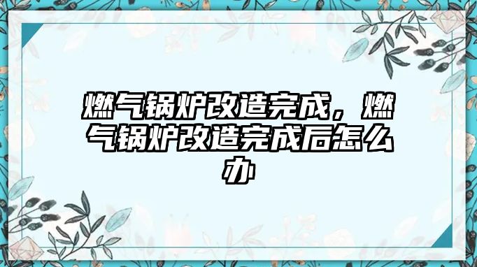 燃氣鍋爐改造完成，燃氣鍋爐改造完成后怎么辦