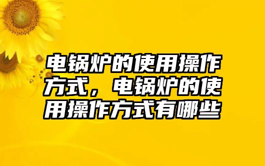 電鍋爐的使用操作方式，電鍋爐的使用操作方式有哪些