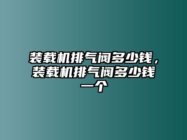 裝載機排氣閥多少錢，裝載機排氣閥多少錢一個