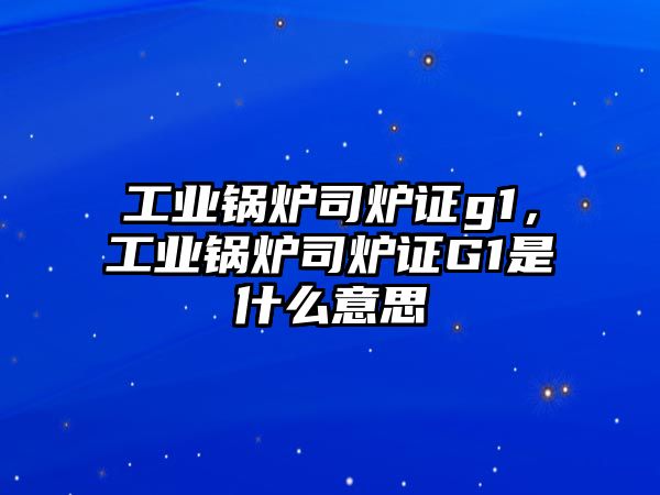 工業(yè)鍋爐司爐證g1，工業(yè)鍋爐司爐證G1是什么意思