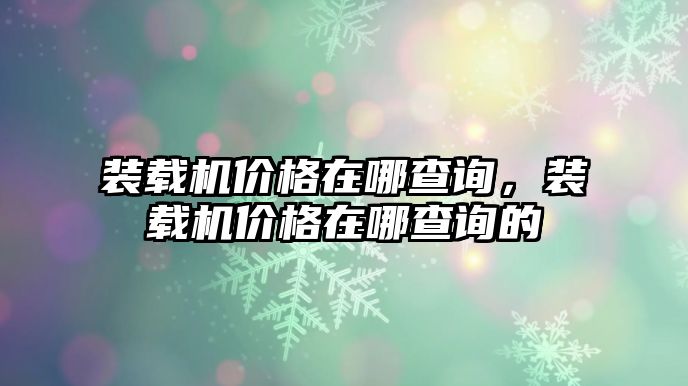 裝載機(jī)價格在哪查詢，裝載機(jī)價格在哪查詢的