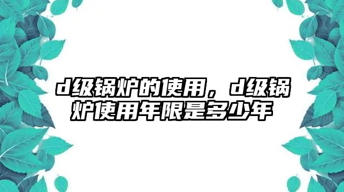 d級鍋爐的使用，d級鍋爐使用年限是多少年