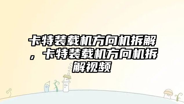 卡特裝載機方向機拆解，卡特裝載機方向機拆解視頻