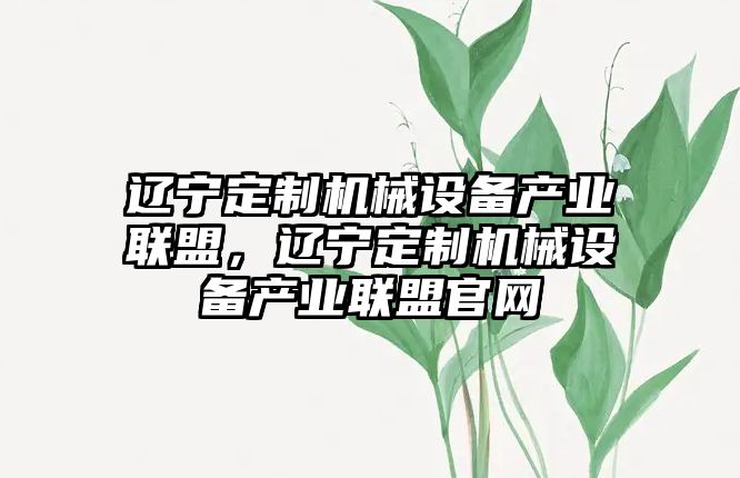 遼寧定制機械設備產業(yè)聯盟，遼寧定制機械設備產業(yè)聯盟官網