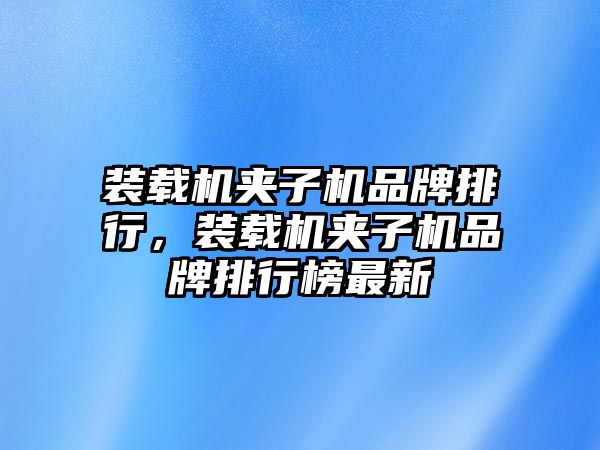 裝載機(jī)夾子機(jī)品牌排行，裝載機(jī)夾子機(jī)品牌排行榜最新