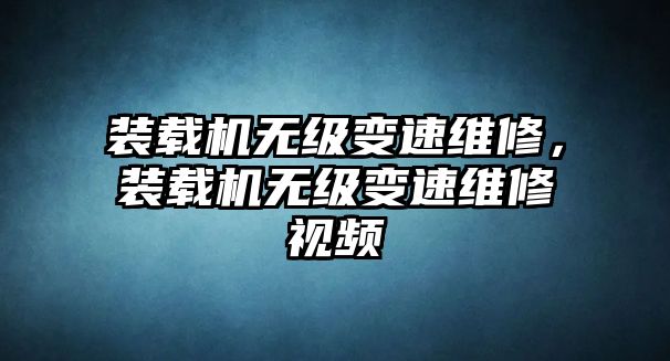 裝載機(jī)無級(jí)變速維修，裝載機(jī)無級(jí)變速維修視頻