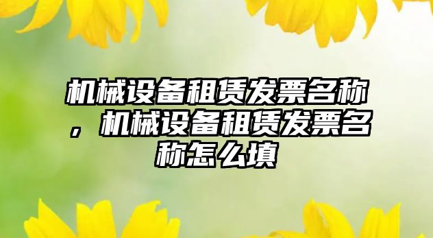 機械設備租賃發(fā)票名稱，機械設備租賃發(fā)票名稱怎么填