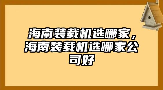 海南裝載機(jī)選哪家，海南裝載機(jī)選哪家公司好