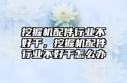 挖掘機配件行業(yè)不好干，挖掘機配件行業(yè)不好干怎么辦