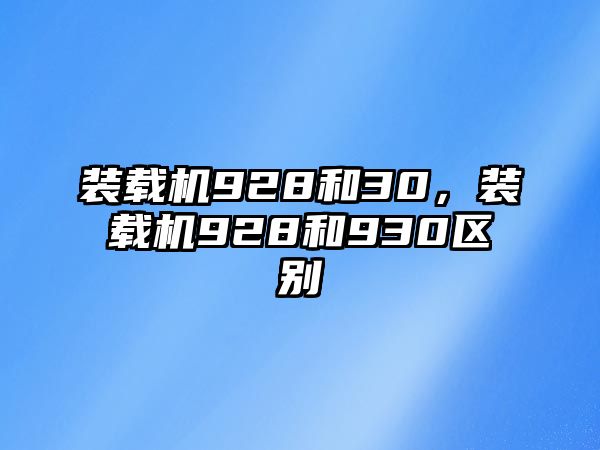 裝載機928和30，裝載機928和930區(qū)別