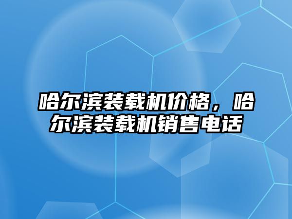 哈爾濱裝載機價格，哈爾濱裝載機銷售電話