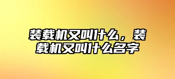 裝載機(jī)又叫什么，裝載機(jī)又叫什么名字