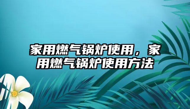 家用燃氣鍋爐使用，家用燃氣鍋爐使用方法