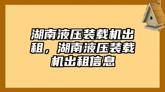 湖南液壓裝載機出租，湖南液壓裝載機出租信息