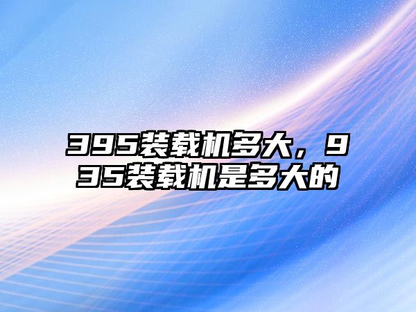 395裝載機多大，935裝載機是多大的