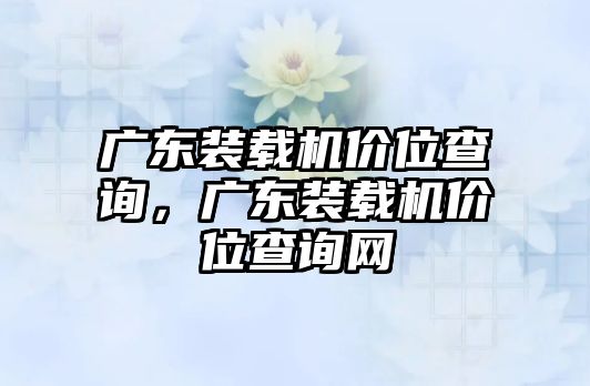 廣東裝載機(jī)價(jià)位查詢，廣東裝載機(jī)價(jià)位查詢網(wǎng)