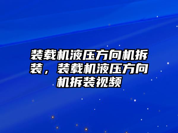 裝載機(jī)液壓方向機(jī)拆裝，裝載機(jī)液壓方向機(jī)拆裝視頻