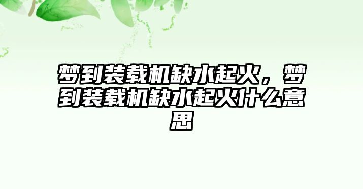 夢(mèng)到裝載機(jī)缺水起火，夢(mèng)到裝載機(jī)缺水起火什么意思