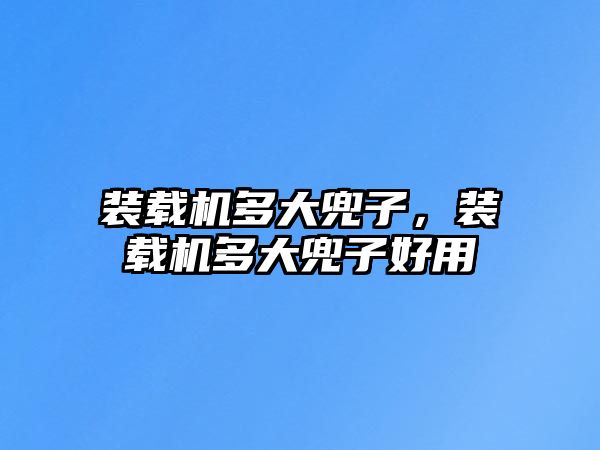 裝載機多大兜子，裝載機多大兜子好用