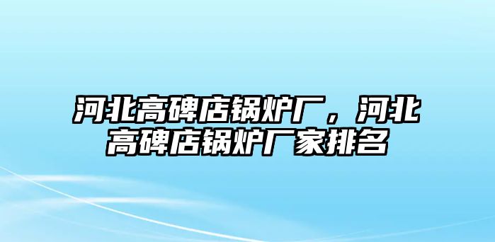 河北高碑店鍋爐廠，河北高碑店鍋爐廠家排名