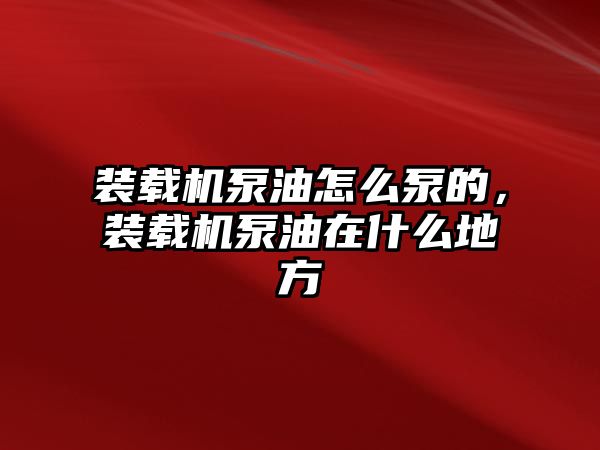 裝載機泵油怎么泵的，裝載機泵油在什么地方