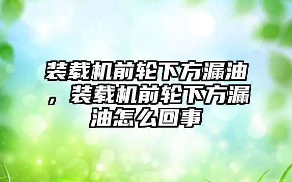 裝載機前輪下方漏油，裝載機前輪下方漏油怎么回事