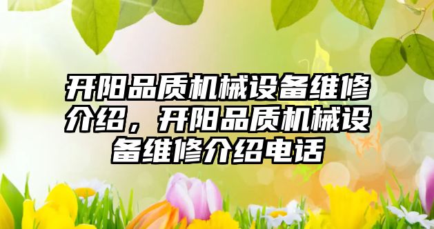 開陽品質(zhì)機械設備維修介紹，開陽品質(zhì)機械設備維修介紹電話