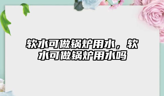 軟水可做鍋爐用水，軟水可做鍋爐用水嗎