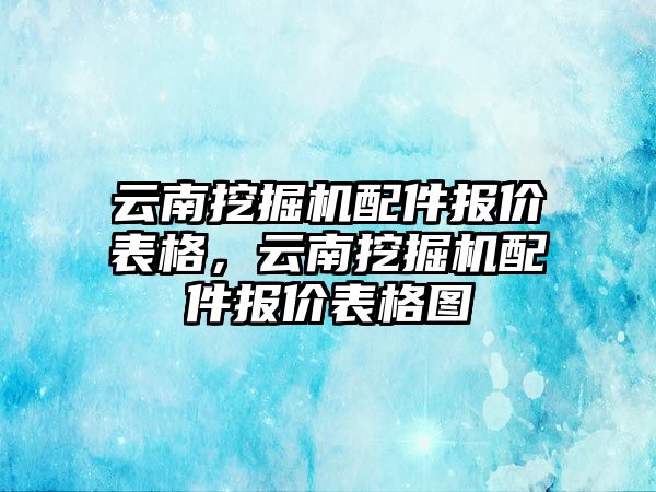 云南挖掘機配件報價表格，云南挖掘機配件報價表格圖