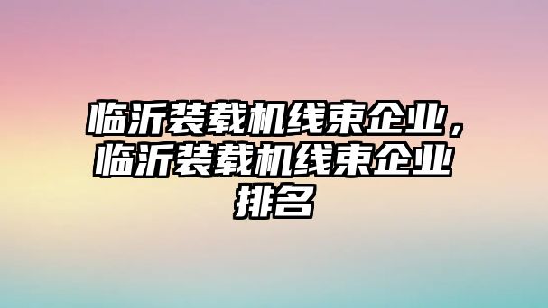 臨沂裝載機線束企業(yè)，臨沂裝載機線束企業(yè)排名