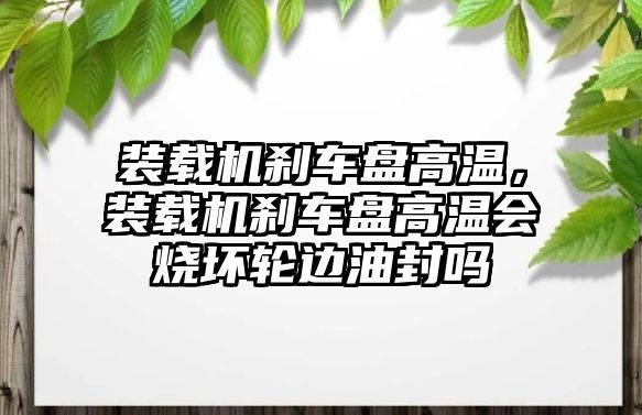 裝載機剎車盤高溫，裝載機剎車盤高溫會燒壞輪邊油封嗎