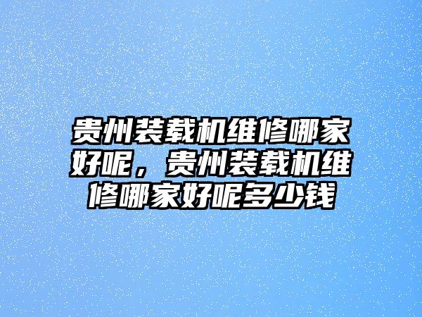 貴州裝載機(jī)維修哪家好呢，貴州裝載機(jī)維修哪家好呢多少錢