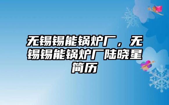 無(wú)錫錫能鍋爐廠，無(wú)錫錫能鍋爐廠陸曉星簡(jiǎn)歷