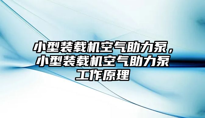 小型裝載機空氣助力泵，小型裝載機空氣助力泵工作原理