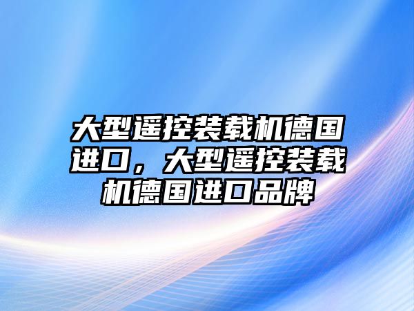 大型遙控裝載機德國進口，大型遙控裝載機德國進口品牌