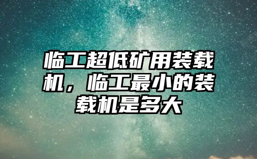 臨工超低礦用裝載機(jī)，臨工最小的裝載機(jī)是多大