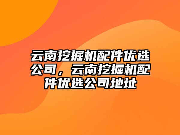 云南挖掘機配件優(yōu)選公司，云南挖掘機配件優(yōu)選公司地址