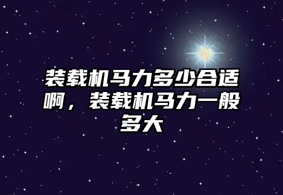 裝載機馬力多少合適啊，裝載機馬力一般多大