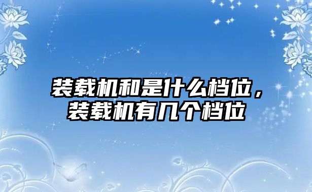 裝載機和是什么檔位，裝載機有幾個檔位