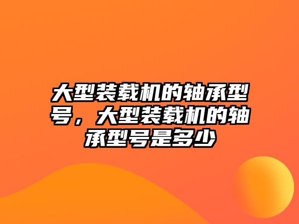 大型裝載機(jī)的軸承型號，大型裝載機(jī)的軸承型號是多少