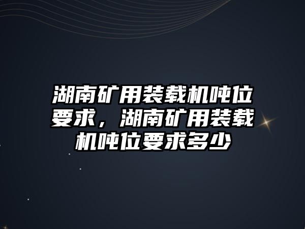 湖南礦用裝載機(jī)噸位要求，湖南礦用裝載機(jī)噸位要求多少