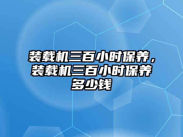 裝載機(jī)三百小時(shí)保養(yǎng)，裝載機(jī)三百小時(shí)保養(yǎng)多少錢