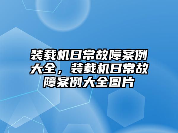 裝載機日常故障案例大全，裝載機日常故障案例大全圖片