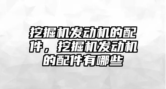 挖掘機發(fā)動機的配件，挖掘機發(fā)動機的配件有哪些