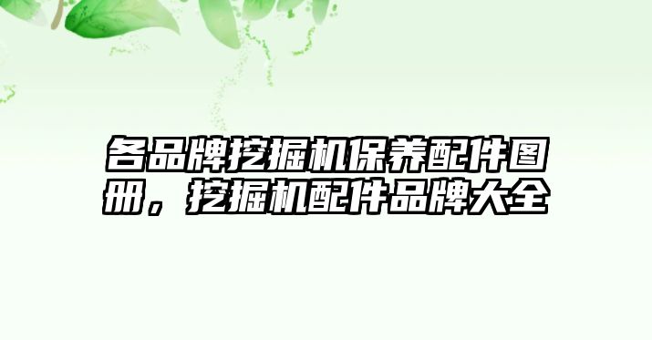 各品牌挖掘機保養(yǎng)配件圖冊，挖掘機配件品牌大全