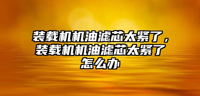 裝載機(jī)機(jī)油濾芯太緊了，裝載機(jī)機(jī)油濾芯太緊了怎么辦