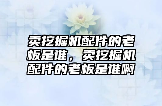 賣挖掘機配件的老板是誰，賣挖掘機配件的老板是誰啊