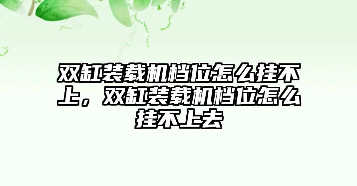 雙缸裝載機(jī)檔位怎么掛不上，雙缸裝載機(jī)檔位怎么掛不上去