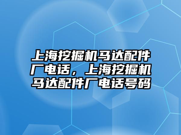 上海挖掘機馬達配件廠電話，上海挖掘機馬達配件廠電話號碼