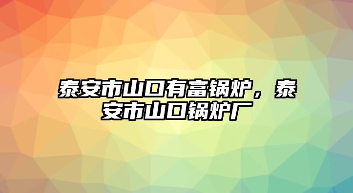 泰安市山口有富鍋爐，泰安市山口鍋爐廠